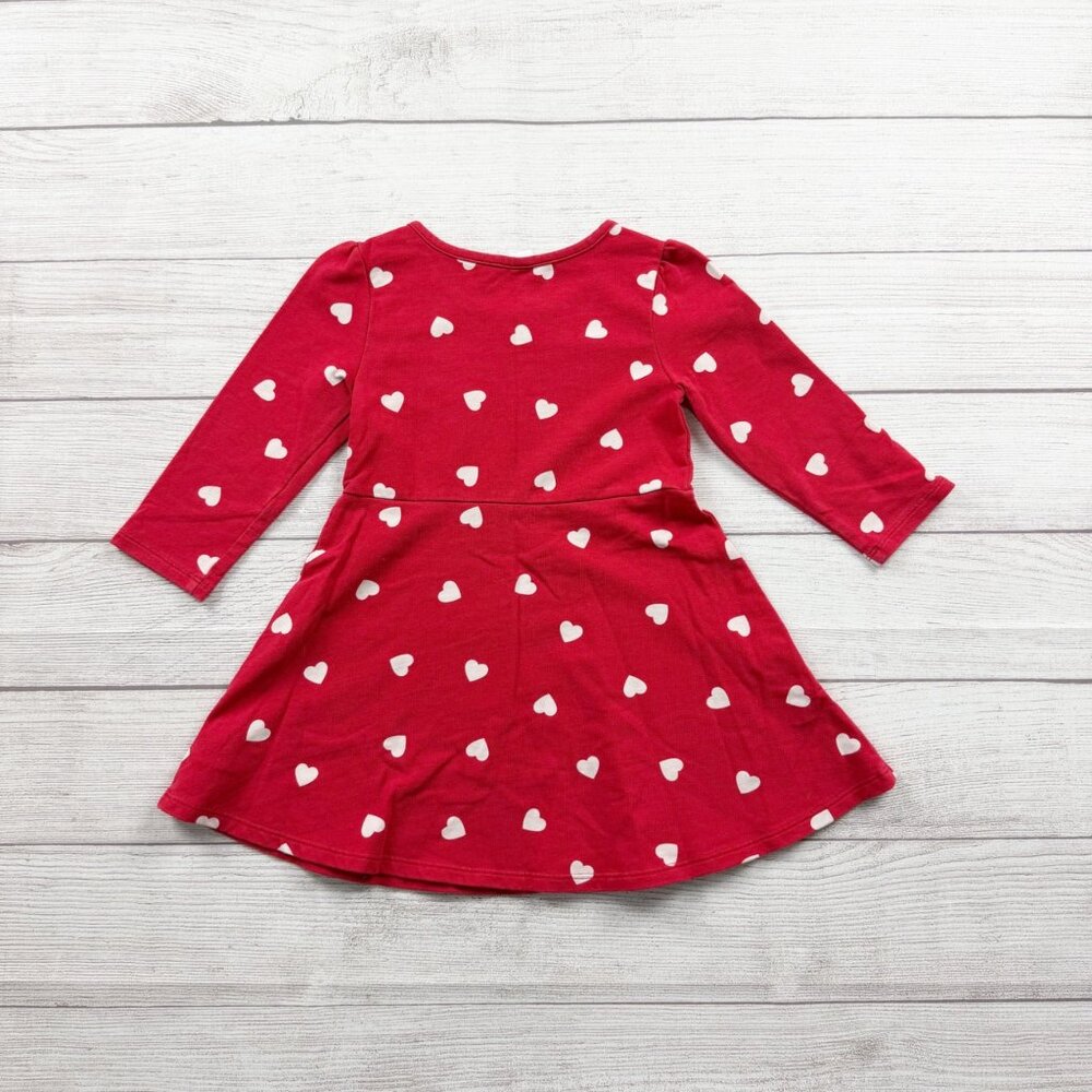 babyGap Toddler Girls Dress Red White Heart Print Long Sleeve Knit 3T - Picture 3 of 3